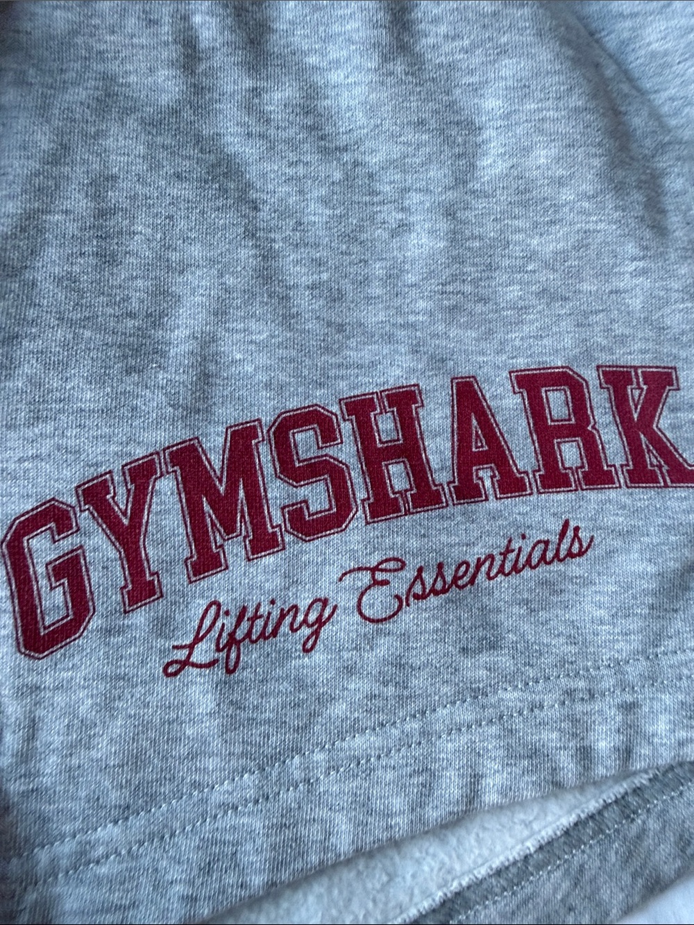 Gymshark Women's Light Gray Athletic Lounge Shorts with Maroon Logo - Picture 2 of 3
